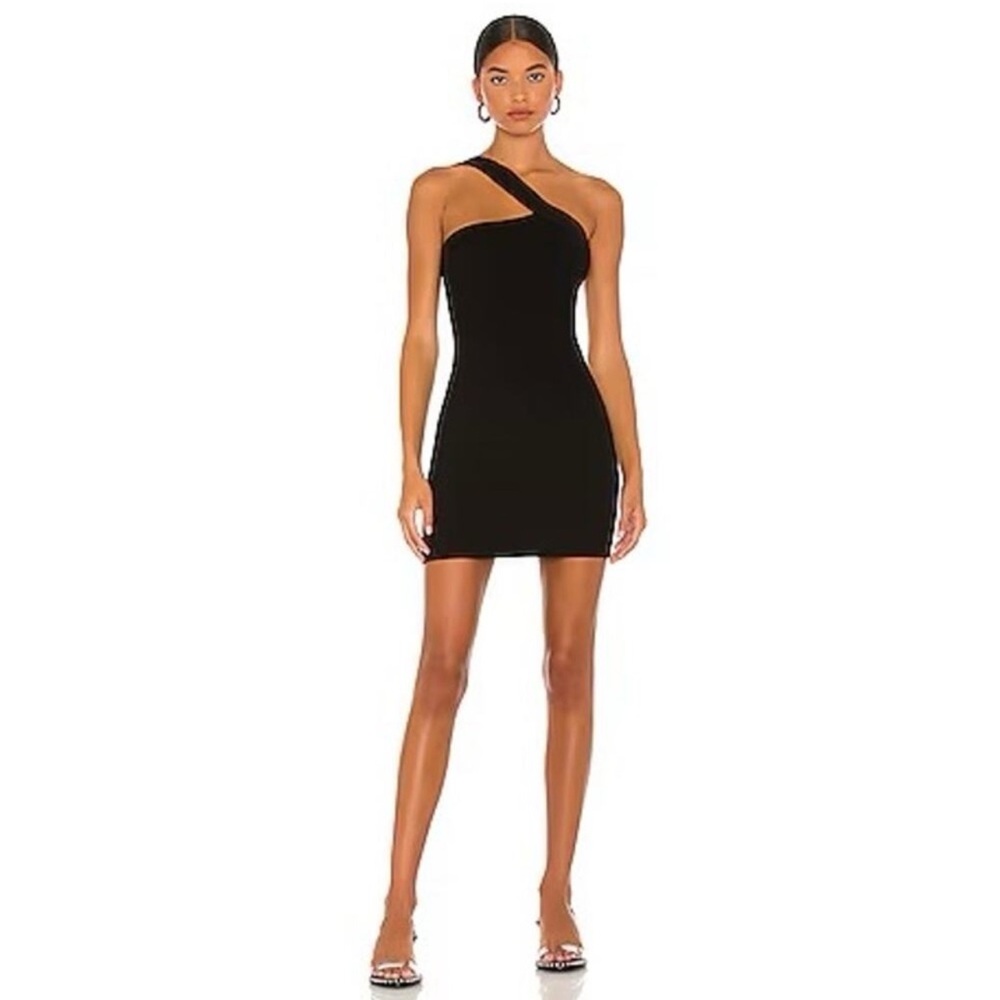 Gauge81 Soria Black One Shoulder Knit Mini Dress Women's Size Small
